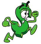 Clip Art Graphic of a Green American Dollar Bill Cartoon Character